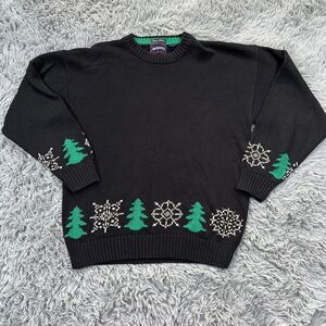 Vintage Hathaway Men’s Christmas Sweater Size Large Black 100% Cotton Classic